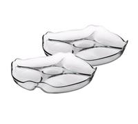 JUANIO Lot de 2 Plat de Service, Plateau Aperitif, Plateau pâtisserie, Assiette Transparente en Verre avec 5 Compartiments - Diamètre 25.2 x Hauteur 4.2 cm