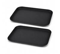 JUANIO Lot de 2 Plateau de Service Rectangulaire Noir Antidérapant Professionnel pour Repas, Café et Restauration-Largeur 36 x Longueur 46cm