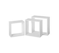 JUANIO Lot de 3 Étagères Murales Cubes Blanches, Tablettes Flottantes Gigognes de 3 Tailles Différentes pour Salon et Chambre - Longueur 30 x Profondeur 30 x Hauteur 12 cm