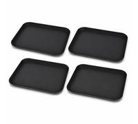 JUANIO Lot de 4 Plateau de Service Rectangulaire Noir Antidérapant Professionnel pour Repas, Café et Restauration-Largeur 36 x Longueur 46cm