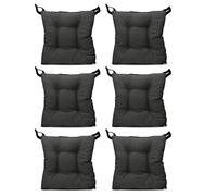 JUANIO Lot de 6 Coussin de Chaise, Galette de siège, Coussin d'assise intérieur/extérieur Coloris Gris foncé - Longueur 40 x Profondeur 40 cm