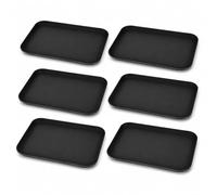 JUANIO Lot de 6 Plateau de Service Rectangulaire Noir Antidérapant Professionnel pour Repas, Café et Restauration-Largeur 36 x Longueur 46cm