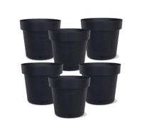 JUANIO Lot de 6 Pots de Fleurs Rond avec Soucoupe Intégrée, jardinières Rondes pour Une Utilisation intérieure et extérieure, Coloris Gris Anthracite, capacité 2,5 L - Diamètre 18 x Hauteur 17 cm