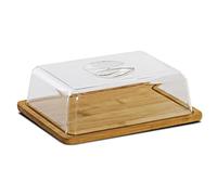 JUANIO Plateau à Fromage rectangulaire avec Cloche, Cloche à Fromage en Bambou Coloris Naturel - Longueur 24 x Profondeur 18.5 x Hauteur 6.6 cm