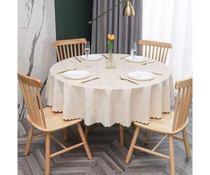 JuanNest Nappe Ronde PVC Anti Taches Étanche Table À Manger Nappes, Épaissie Résistante Aux Rayures,Facile À Laver Et Repasser pour Salle À Manger,Jardin en Plein Air Jardin, Fête L,Diameter 140 cm