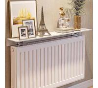 JuanNest Tablette De Radiateur sans Percer, Cache Radiateur Universel Blanc Espace Aluminium, Étagères De Radiateur Largeur 15 Cm Décoration Moderne, Bureau, Chambre,Cuisine, Supportant 30 Kg 130cm