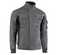 JUBA Veste Multipoches, 68 % Coton, 30 % Polyester et 2 % Élasthanne, 260 g par m², Grise avec Détails Noirs, Taille : 3XL