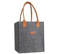 Jubepk Felt Wine Bottle Bag, 6-Partition Beer Bottle Carrier, réutilisable Travel Hand Purse, Sturdy, Lightweight, 9,06 x 7,09 x 10,24 pouces Idéal pour pique-nique, fête, long trips, camping, Gris