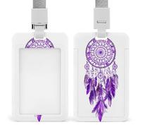 Jubonexis Attrape-rêves de dessin animé violet argenté - Porte-badge rétractable à clip - Protecteur de carte - Badge nominatif pour le travail, le bureau, le médecin, l'infirmière