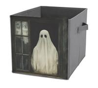 Jubonexis Cubes de rangement pliables en tissu décoratif avec poignées pour étagères, placards, motif fantôme d'Halloween, 27 x 27 cm