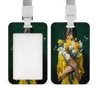 Jubonexis Grand bouquet de fleurs jaunes et blanches - Porte-badge rétractable pour femme - Porte-carte de protection pour le travail, le bureau, les médecins, les infirmières