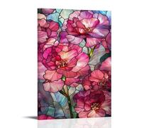 Jubonexis Impression sur toile de style vitrail rose - Peinture esthétique pour salon et ferme - 30 x 45 cm