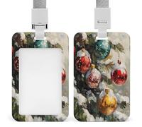 Jubonexis Ornements de Noël sur arbre recouvert de neige - Porte-badge rétractable à clip - Protecteur de carte - Badge nominatif pour travail, bureau, médecin, infirmière