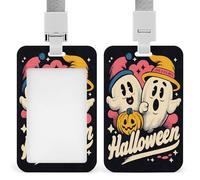 Jubonexis Porte-badge classique d'Halloween citrouilles fantômes gothiques avec clip rétractable pour carte de protection pour le travail, le bureau, les médecins, les infirmières