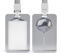 Jubonexis Porte-badge en forme de boule disco argentée rétractable avec clip pour carte de protection pour le travail, le bureau, les médecins, les infirmières