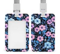 Jubonexis Porte-badge rétractable à clip avec motif floral médiéval rose et bleu pour le travail, le bureau, les médecins, les infirmières