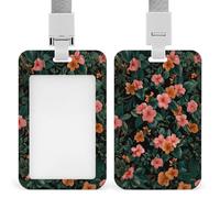 Jubonexis Porte-badge rétractable à clip avec motif floral rose, orange, feuilles vertes pour le travail, le bureau, les médecins, les infirmières