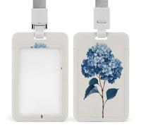Jubonexis Porte-badge rétractable avec motif bouquet d'hortensia bleu - Pour le travail, le bureau, les médecins, les infirmières