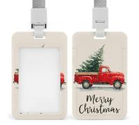 Jubonexis Porte-badge rétractable avec motif de camion rouge portant un arbre de Noël pour le travail, le bureau, les médecins, les infirmières