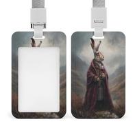 Jubonexis Porte-badge rétractable en forme de lièvre tenant un verre de vin rouge avec clip pour carte d'identité pour le travail, le bureau, les médecins, les infirmières