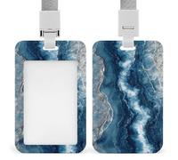 Jubonexis Porte-badge rétractable en marbre bleu clair avec clip pour carte de protection, badge nominatif pour travail, bureau, médecin, infirmière