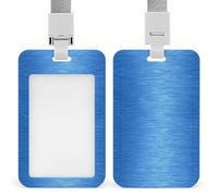 Jubonexis Porte-badge simple à texture métallique bleue rétractable avec clip pour carte de protection, badge nominatif, étiquette de nom pour travail, bureau, médecin, infirmière