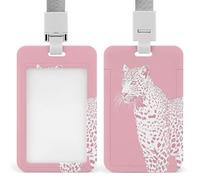 Jubonexis Porte-badge simple rétractable rose léopard avec clip pour carte de protection, badge nominatif, étiquette de nom pour travail, bureau, médecin, infirmière