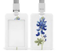 Jubonexis Porte-badge vintage à clip rétractable avec motif floral bleu aquarelle pour le travail, le bureau, les médecins, les infirmières