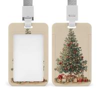 Jubonexis Porte-badge vintage à l'ancienne en forme de sapin de Noël rétractable avec clip pour carte de protection, badge nominatif, étiquette de nom pour travail, bureau, médecin, infirmière