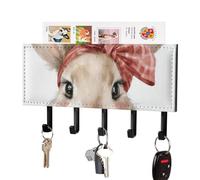 Jubonexis Support mural en acrylique avec 5 crochets en forme de lapin aquarelle Grand nœud rouge sur la tête pour la maison, le bureau, l'entrée