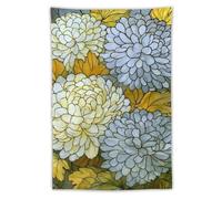 Jubonexis Tenture murale esthétique en polyester avec fleurs de chrysanthème gris vitrail pour chambre à coucher, salon, dortoir, 101,6 x 152,4 cm