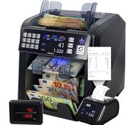 Jubula MV-600 Compteuse et trieuse de billets pour billets non triés avec détection avancée de faux billets en 12 points | EUR USD GBP SEK etc. (MV-600 + Printer)
