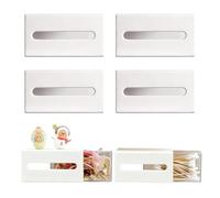 JUDACAIFU Lot de 4 Boîtes de Rangement avec Tiroir, Organisateur Salle de Bain Transparent Adhésif, Petite Rangement Cuisine Empilable pour Cosmétiques Épices Bijoux - Sans Perçage