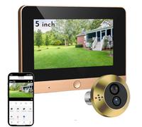 Judas de Porte Camera Surveillance 2K Batterie 10000mAh 5" Écran | Audio Bidirectionnel Judas Numerique avec Vision 140°,PIR/IA Détection,Visiophone Connecté Interphone,Vision Nocturne
