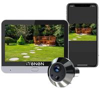 Judas numérique - Caméra de surveillance pour porte - Sans fil - 3 MP - Wi-Fi 2,4 GHz - Détection de mouvement PIR - Écran couleur de 10,9 cm - Argent