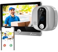NIVIAN Judas numérique WiFi de Porte, Visiophone Interphone Vidéo Caméra Full HD avec Batterie et Sonnette, Audio bidirectionnel, détection PIR et Vision Nocturne | App et contrôle par Smartphone