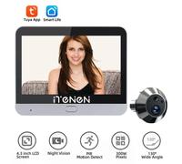 Judas numérique sans fil - Caméra de porte vidéo - Tuya Smart - Wi-Fi 2,4 GHz - 1080p - Écran couleur - Fonctionnement sur batterie - Argent