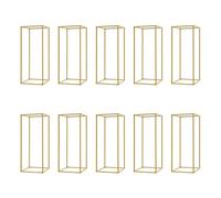 JUDEMII Lot de 10 supports de fleurs dorés - Vase doré - Colonne - Décoration de mariage - Centre de table - 60 cm de haut - En métal - Présentoir géométrique pour décoration de fête - 24 x 24 x 60 cm