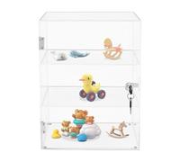 JUDEMII Vitrine en acrylique à 4 niveaux verrouillable avec clés et 4 patins antidérapants, présentoir multifonction transparent pour chambre à coucher, salon, étude, 30 x 15 x 40 cm (3 étages)