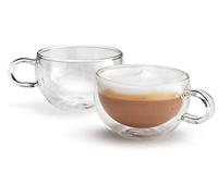 Judge Duo JDG62 Lot de 2 tasses à café en verre à double paroi avec poignée, fabriquées à la main, résistantes à la chaleur, passent au lave-vaisselle, 250 ml