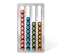 JuDongJu Porte-Capsules Nespresso en Acier, Adhésif, pour 40 Dosettes, 40.6x21.8cm, Compatible Ligne Originale, Idéal Murs/Cuisines - Installation Sans Perçage