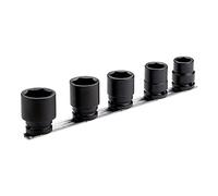 Juego 9 vasos impacto 1/2" hexagonales en rail, 8-27mm