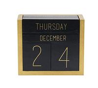 Juegoal Calendrier perpétuel en bois, bloc de bois, calendrier quotidien, accessoires de bureau (noir)