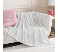 Juicy Couture Couverture en Peluche Solide de 127 x 178 cm, Blanche, Douce, Confortable et conçue pour Un Glamour sans Effort