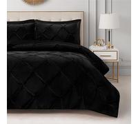 Juicy Couture Kiss Parure de lit 3 pièces Douillette en microvison et Peluche plissée pour lit Double/Grand lit - Noir