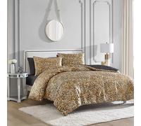 Juicy Couture Parure de lit 2 pièces réversible en Satin avec Housse de Couette et taies d'oreiller Motif léopard Lavable en Machine