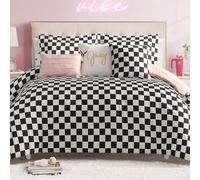 Juicy Couture Parure de lit 6 pièces réversible à Motif Damier pour lit King Size Noir/Blanc