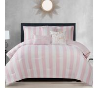 Juicy Couture Parure de lit en Polyester, Rayure Cabana Rose cornouiller Rose/Blanc, très Grand lit