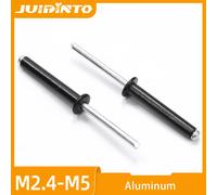 JUIDINTO 5 ~ 50pcs Rivet aveugle en aluminium M2.4 M2.8 M3.2 M4 M5 tête de dôme noire Rivets Pop aveugles pour métal plastique