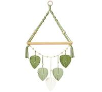 Juinrinet Étagère Murale Bois Macramé Corde Coton Pin | Support de rangement robuste en macramé, parfait pour plantes, épices ou cosmétiques et facile à accrocher sur mur.